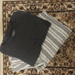 PJ set Grey top with Grey pattern Bottoms Size L